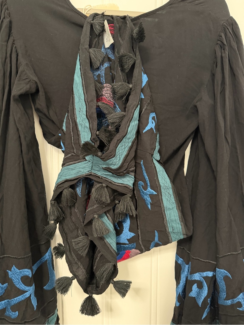 Ultra RARE Free People Bali Embroidered Romper NWT Tassel Boho Festival size 4 - Picture 10 of 14